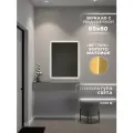 Зеркало с подсветкой в алюминиевой раме настенное ONE MARKET 80х60 см. Свет: Нейтральный Белый 6000К. Золото