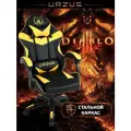 Кресло компьютерное игровое URZUS Diablo Yellow экокожа, с подушкой и поясничной поддержкой, черный/желтый