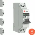 Автоматический выключатель EKF / ЕКФ ВА47-63 PROxima 1Р 25А характеристика С 4.5кА, mcb4763-1-25C-pro / электроавтомат (комплект из 4 шт)