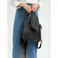 Рюкзак городской PouchMan, женский, натуральная кожа, 10 л, 32х27х14 см, черный