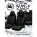 Чехлы универсальные на весь салон в машину от ЧехлоFF, велюр, на передние и задние сиденья, 135x50 см, чёрные