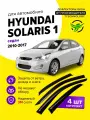 Дефлекторы боковых окон Hyundai Solaris 1 (Хендай, Хендэ, Хундай Солярис) седан, 2010-2017, ветровики на двери автомобиля, ТТ