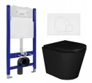 Комплект 3 в 1 инсталляция Enio Tecnico 50 EN8050050 + Унитаз подвесной Enio Cento BL черный EN4280035 + кнопка белая матовая Geometria