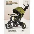 Велосипед трёхколесный с ручкой кросс (колеса EVA 10/8 корзина) хаки (арт. ВЛ-5089)