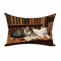 Подушка декоративная Коты библиотекари 30х50 велюр