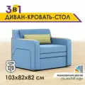 Раскладной диван кровать GOSTIN Юнга мини,(сидение 76см)выкатной трансформер 3в1 для кухни, детский(белый стол)голубой
