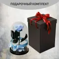 Стабилизированные цветы в стекле, Роза в колбе живая Премиум голубая 27x16,5 см c подарочной коробкой, GIFT4YOU