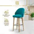 Стул барный 75 см Fusion Standart F03+, антивандальный велюр, цвет мятный, на дубовых ножках