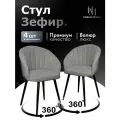 Стулья для кухни мягкие со спинкой поворотные комплект 4 шт НОВОМЕБЕЛЬ Зефир велюр серый для гостиной 360