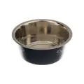 Миска для домашних животных HOMEPET Color Косточки 0,9 л металлическая черная
