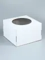 Коробка под торт, с окном, белая, 30 30 19 см, 15 шт
