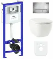 Подвесной унитаз комплект 6 в 1 Lavinia Boho One Compacto 77040062: унитаз, сиденье микролифт, инсталляция, кнопка, шумоизоляция
