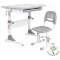 Комплект Anatomica Smart-10 парта + стул + выдвижной ящик белый/серый с серым стулом Lux-01