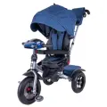 Трёхколесный велосипед/коляска с ручкой TechTeam Luxury, синий