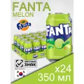 Fanta Melon, 0.35 л, 24 шт, классическая банка (газированный напиток Фанта Дыня, жб, Южная Корея)