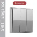 Беспроводной выключатель GRITT Elegance 3кл. серебристый, без реле, E1803TG