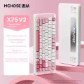 Механическая клавиатура MCHOUSE X75V2, 8000 мАч, гиацинтовый переключатель, розовый