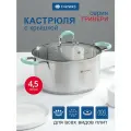 Кастрюля Daniks Гринери 4.5 л, нерж. сталь, стекл. крышка, индукция