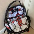 Черный рюкзак Hello Kitty, мультяшная студенческая дорожная сумка для хранения вещей