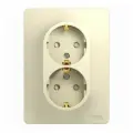 GLOSSA Розетка двойная с заземлением со шторками в сборе бежевая | код. GSL000226 | Schneider Electric (3шт. в упак.)