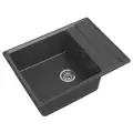 Мойка кухонная прямоугольная мраморная GRANFEST , цвет графит GF-LV-660 L чаш+кр 660*50