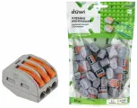 Клеммы соединительные монтажные с рычажком duwi СМК 222-413 3-проводные 4 кв. мм серые 50шт 26638 9