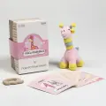 Набор подарочный: Мягкая игрушка+прорезыватель+карточки для фото Жираф, 17 см.