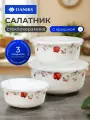 Daniks Набор салатников с крышкой стеклокерамика 3 шт, Вероника
