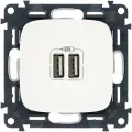 Розетка USB Legrand 2-ая USB 240В/5В 1500мА (с лицевой панелью) Valena ALLURE, Белый