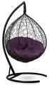 Подвесное кресло-кокон SEVILLA VERDE VELOUR черный + каркас (фиолетовая подушка, искусственный велюр)