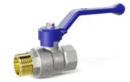 Кран шаровой латунный LD Pride 47.32. В-Н. Р Ду 32 Ру 25 рычаг (blue). арт. LD 47.303.32 B