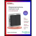 Переключатель перекрестный двухклавишный AtlasDesign 2х, сх.7, 10АХ, Карбон, ATN001073 -1шт.