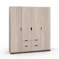 Шкаф четырехстворчатый с ящиками и штангой Есэндвич Grand 3 Лаворо 180х55х200 см (Анкор тёмный/Анкор светлый)