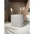 Стакан для зубных щеток, стакан для ванной Astrid Duo, 12.5х8.5х10 см, бетон, серый глянцевый