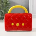 Копилка керамика Стёганная красная сумочка с цветком 12х6х10,8 см