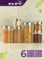 Набор из 6-ти стеклянных банок с закручивающейся крышкой из нержавеющей стали Eley 300мл, 600мл, 900мл, 1200мл, 1500мл, 1800мл