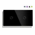 Сенсорный выключатель WiFi 2 клавиши 2 поста (1G+1G) стекло 157х86мм цвет черный