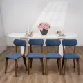 Стулья для кухни SANYAK комплект 4 шт деревянные мягкие со спинкой для обеденной зоны, велюр, Синий