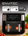 Аэрогриль EnviTec Duo F9 с 2 чашами, электронный, регулировка температуры, конвекция, прозрачное окно, черный