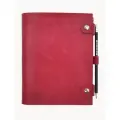 Ежедневник недатированный кожаный на кольцах А5. Красный. С застежкой на две кнопки и отделением для ручки