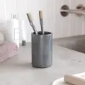 Стакан для ванной Astrid Slim 7х7х11, стакан для зубных щёток, бетон, графитовый глянцевый