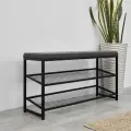 Обувница с мягким сиденьем Энни / 100х30х52см / черный каркас - графит велюр