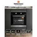 Духовой шкаф электрический встраиваемый Hebermann HBBO 6004.1 X, 1 решетка и 1 противень, двойное стекло у дверцы, 4 режима работы, объем духовки 62 л, отделка фасада-стекло+нержавеющая сталь.