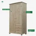 Шкаф распашной Фалко двухдверный 3 ящика (бежевый)