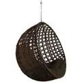 Подвесное кресло M-group круг люкс с ротангом, коричневый, коричневая подушка (без стойки)