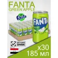 Fanta Green Apple, 0.185 л, 30 шт, банка, (Газированный напиток Фанта Зеленое Яблоко, металлическая банка, мини, жб)