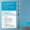 Сверло по металлу 12.5 мм NORGAU Industrial HSS удлинённое, шлифованное, с центрирующей подточкой перемычки, правое, DIN 340