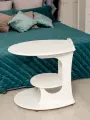 Столик журнальный Асти PRIME, МДФ, овальный, на колесиках, с полкой, белый