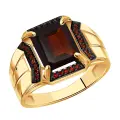 Кольцо Diamant online, красное золото, 585 проба, фианит, гранат