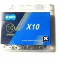 Велосипедная цепь KMC X10 на 10 скоростей, стальная, с замком, 116 звеньев, серебристая